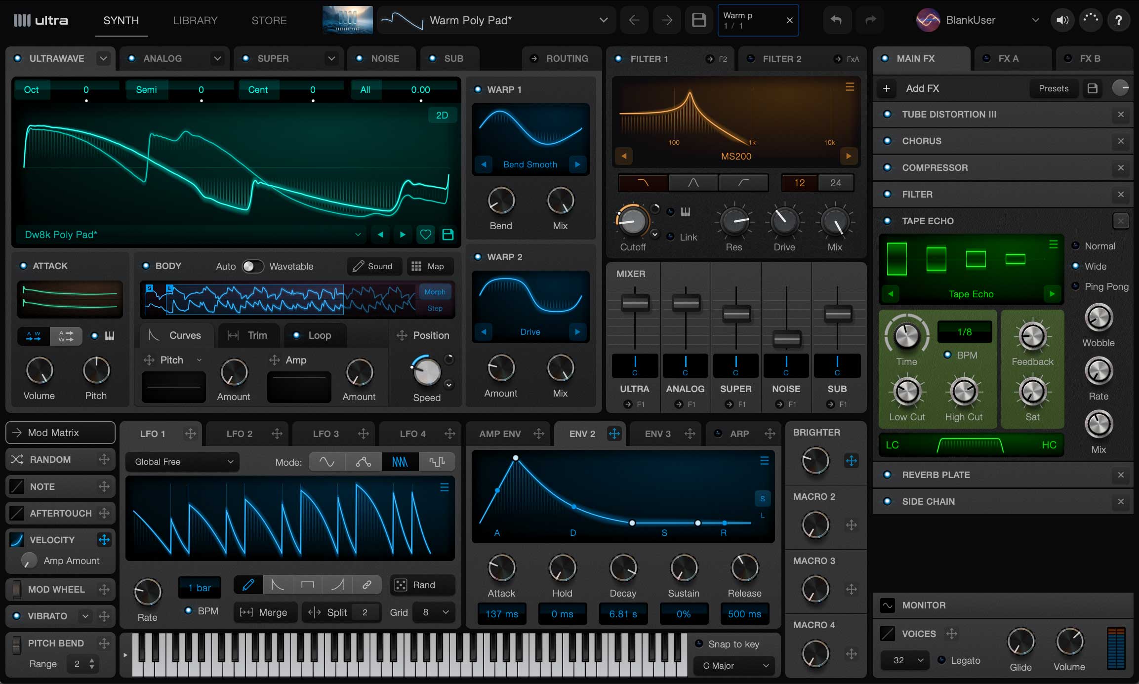Screenshot of application user interface
