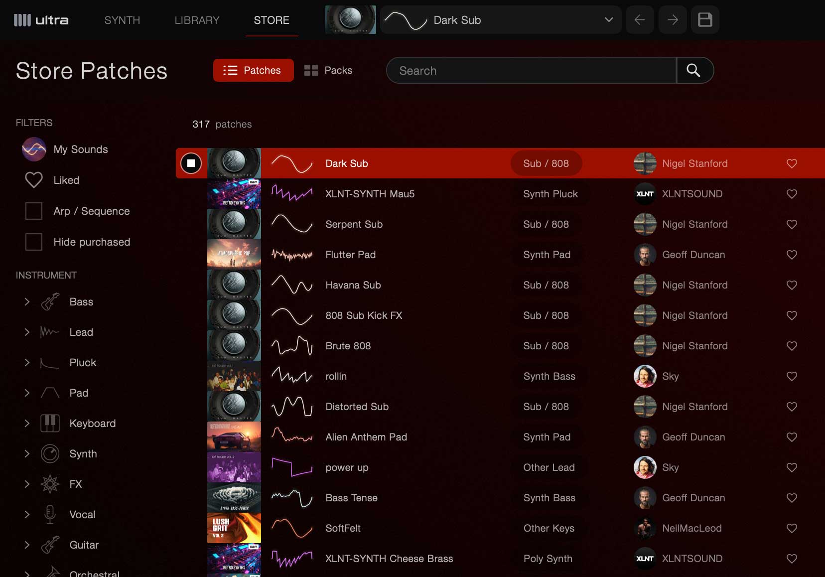 Screenshot of application feature