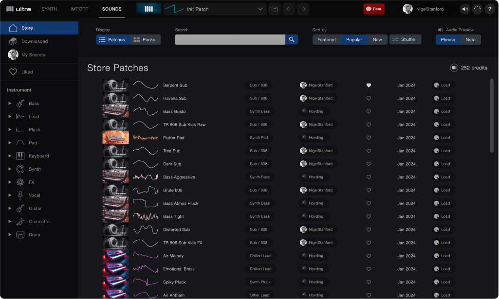 Screenshot of application feature